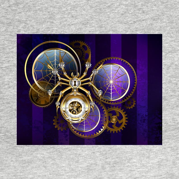 Steampunk Spider on Purple Background by Blackmoon9